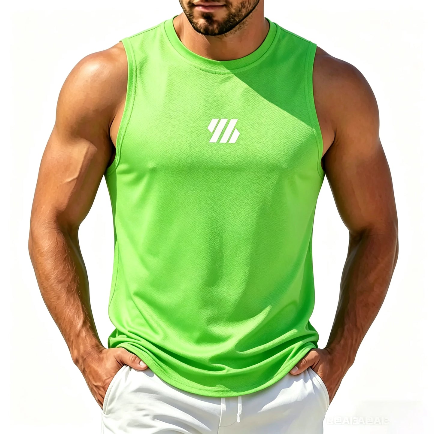 Men'S Casual Fitness Tank Top Sportswear Sleeveless Shirt Male Mesh Breathable Tops Tee Sports Vest Undershirt Gyms Vest Men