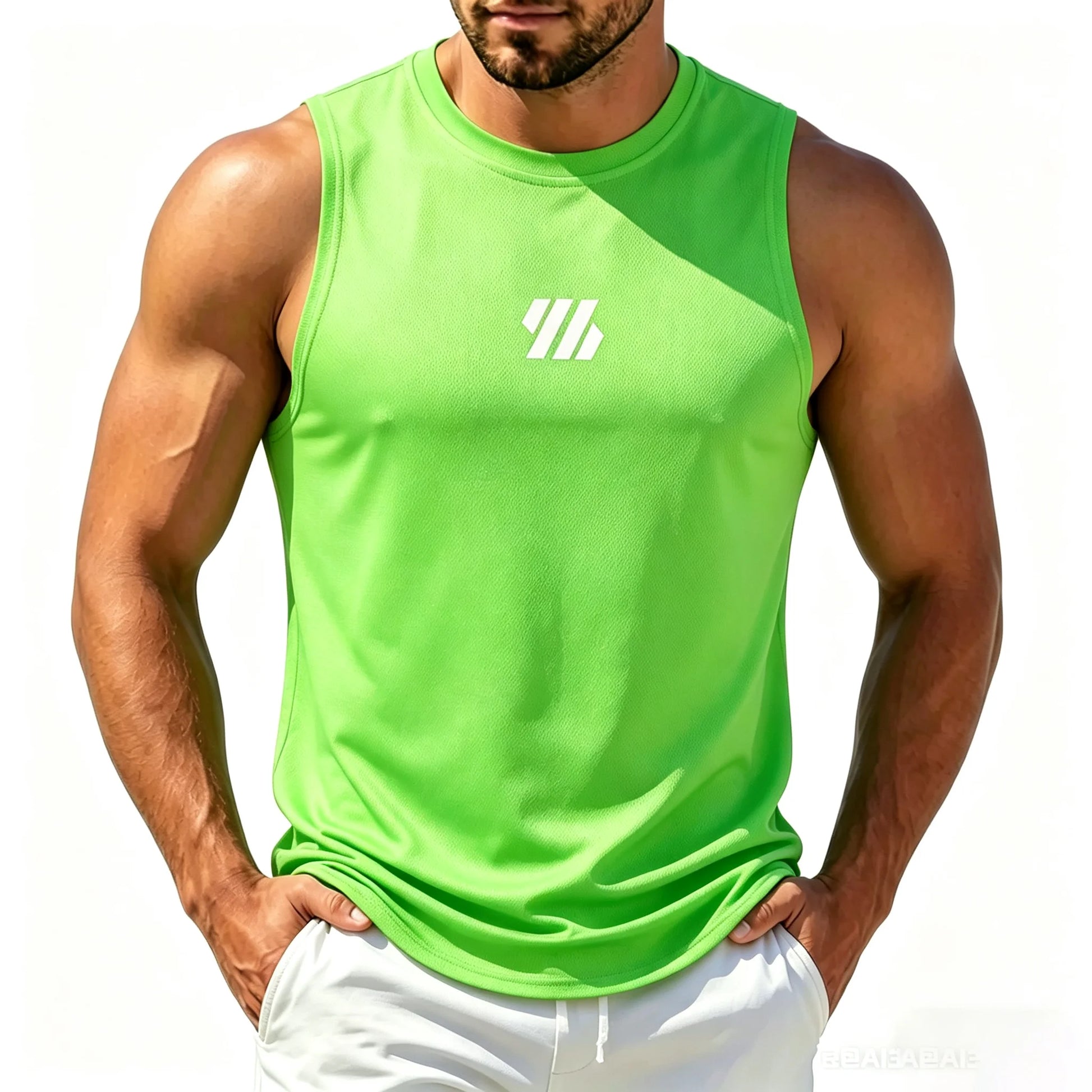 Men'S Casual Fitness Tank Top Sportswear Sleeveless Shirt Male Mesh Breathable Tops Tee Sports Vest Undershirt Gyms Vest Men