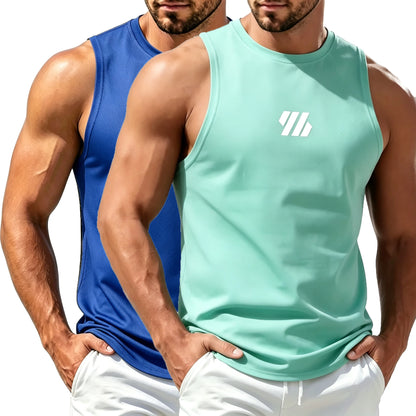 Men'S Casual Fitness Tank Top Sportswear Sleeveless Shirt Male Mesh Breathable Tops Tee Sports Vest Undershirt Gyms Vest Men