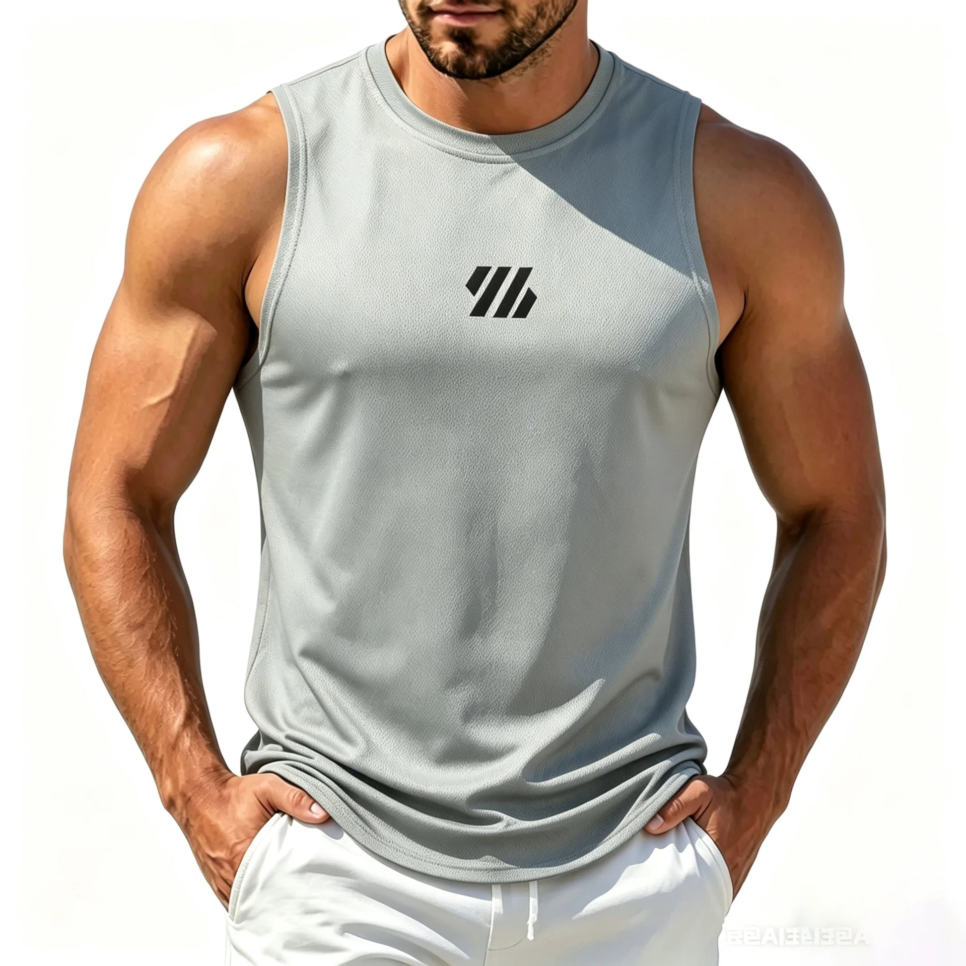 Men'S Casual Fitness Tank Top Sportswear Sleeveless Shirt Male Mesh Breathable Tops Tee Sports Vest Undershirt Gyms Vest Men