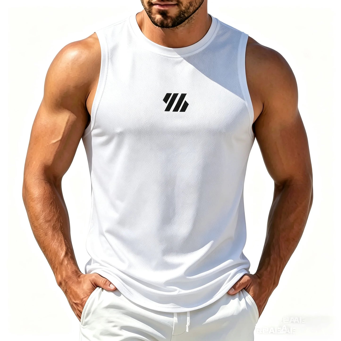 Men'S Casual Fitness Tank Top Sportswear Sleeveless Shirt Male Mesh Breathable Tops Tee Sports Vest Undershirt Gyms Vest Men