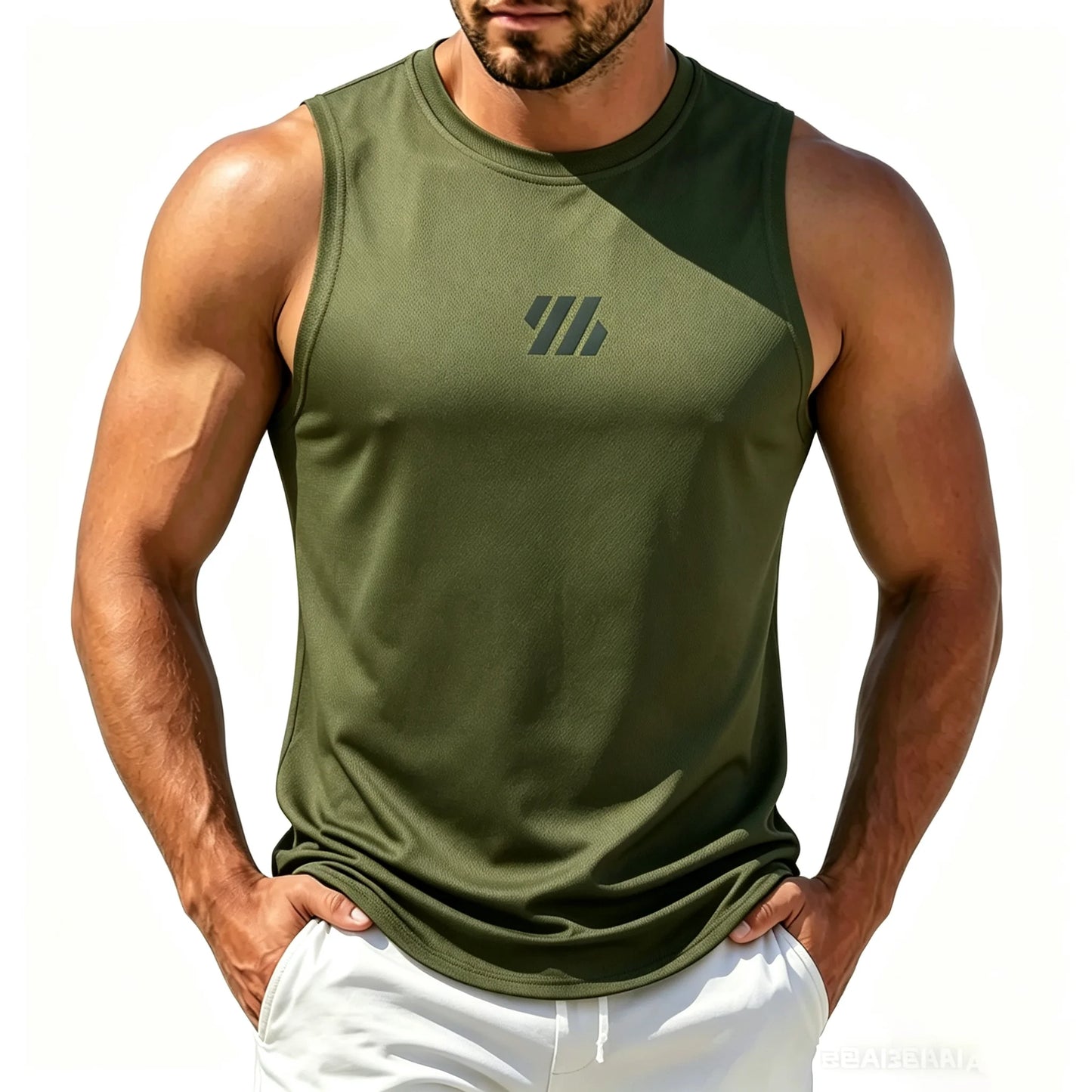 Men'S Casual Fitness Tank Top Sportswear Sleeveless Shirt Male Mesh Breathable Tops Tee Sports Vest Undershirt Gyms Vest Men